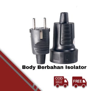 Stop Kontak Kepala Colokan Hitam Listrik Inlet Outlet Kuningan 220V 10A