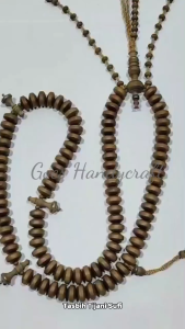 Tasbih Tijani Sufi kayu Langka DEWANDARU Asli ukuran 8x14 mm isi 100 butir