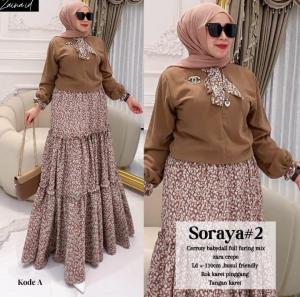 Setelan Soraya #2 - Ceruty babydoll full furing mix Zara crepe Ld 110 Rok karet pinggang