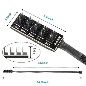 LDPCSJ 5-Way 4-Pin PWM PC Fan Hub Splitter 1-to-5 Extension Cable for Motherboard Case Internal 4Pin/3Pin Fan Power Supply