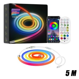 RGBIC Woven Smart Neon Led Strip Lights 5VUSB LED Neon Light Strip APP Remote Control Music Sync DIY Design Ambient Wall Decor