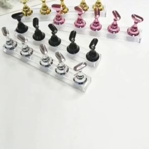 5Pcs Acrylic Nail Display Holder With Base Showing Shelves Nail Practice Stand Fake Nail Tips Training Applicator Stand