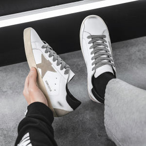 Retro Star Little Dirty Shoes Mens and Womens K-style Casual Board Shoes Genuine Leather Couple Spring Retro Black Tail White Shoes Mens