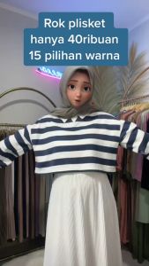 Haseena Rok Plisket Maaysa Bahan Skirt Wanita Ruffle Anti Nerawang Model Korea Terbaru