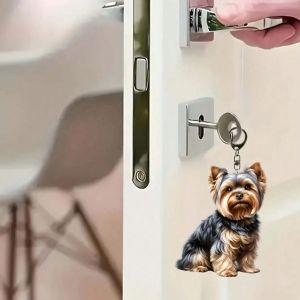 1pcs Yorkshire Dog Keychain Fashion Cute Style New DIY Thanksgiving Keychain Holiday Gift Round Buckle Easy Installation