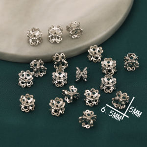 Double Layer Hollowed out Gold Plated Flower Holder Four Leaf Clover Pearl Cap Separator Material DIY Jewelry Accessories