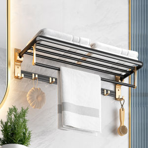 ราวแขวนผ้า 60 ซม. อลูมิเนียม สีดำ ทอง ที่แขวนผ้า