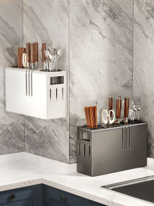 2024 New Arrival Chopsticks Storage Box Kitchen Household Chopsticks Cage Countertop Wall-Mounted Knife Holder Chopsticks Holder Integrated Storage Rack