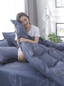 ชุดผ้าปูที่นอนใยอะเซติลสไตล์นอร์ดิกสําหรับนักศึกษาในหอพักขนาดเตียงเดี่ยว คู่ และควีนพร้อมลายพืช