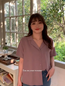 Summer Korean Stvle Short Sleeve Plain Loose Shirt Tops For Women Shirts Womenswear Blouse White Basic Casual Fitted