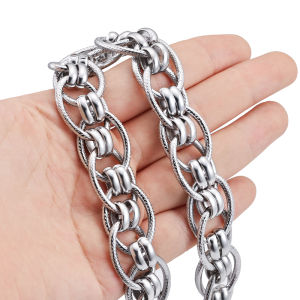 ห่วงโซ่รูปไข่แบบเยื้องผ้าโลหะสแตนเลสสองชั้นทอที่เครื่องประดับ Diy โซ่ขนาดใหญ่