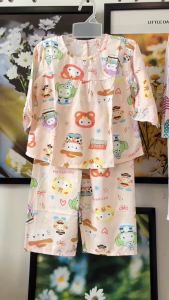 Set 3 Bộ đồ Tole Tay Dài Bé Gái - Có 14 size cho bé 5-38Kg - Chất vải Tôn Lanh 2 da mềm mại thoáng mát - Đồ bộ bé gái - đồ ngủ bé gái