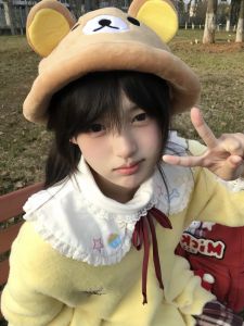 Japanese Cute Little Brown Bear Plush Fisherman Hat Face-Looking Small Photo Concave Shape Autumn and Winter Heattech Cartoon Parent-Child Hat