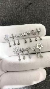 1PC CZ Flower/Bat/Spider /Bee Moon&Star Earring 16G Implant Grade Titanium Internal Thread Eyebrow Labret Lip Belly Conch Stud