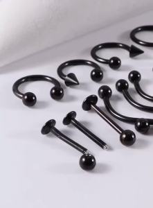 12 Món Bộ Trang Sức Xỏ Khuyên Cơ Bản Bằng Thép Phẫu Thuật Mạ Vàng Bạc Đen Cầu Vồng 8mm - Dùng Cho Tai Mũi Lông Mày Môi