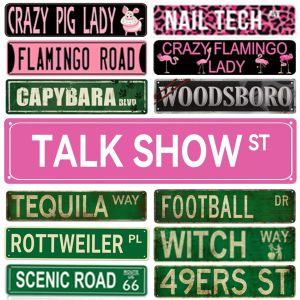 Decor Talk Show Flamingo Vintage Tin Signs Funny Street Metal Signs Country Road Sign for Home Wall Cafe Bar Man Cave Outdoor