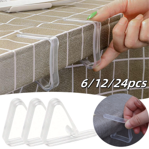 6/12/24pcs Clear Tablecloth Clips Plastic Windproof For Home Kitchen Restaurant Table Weddings Birthdays Tablecloth Accessory