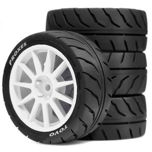 XILEZQF 4PCS 1/10 On Road Racing Tires 12mm Hex Wheels for Tamiya TT01 TT02 XV01 TA06 Rally Drift RC