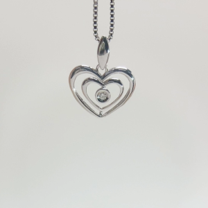 LAZO DIAMOND Minimalist Beating Hearts Diamond Pendant in 9k White Gold