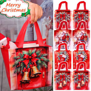 4Pcs Christmas Non Woven Fabric Gift Bag Portable Candy Gifts Snowman Packaging Bags Xmas Party Home Decoration Supplies Kids Favors