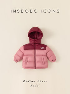 เสื้อแจ็คเก็ตเด็กผู้หญิง ขนเป็ดหนา ปกปิดหัว ฤดูหนาวสีแดง เสื้อผ้าเด็กผู้หญิง แฟชั่นลำลอง เสื้อคลุมกันหนาว ขนเป็ด ขนนก 90% ผ้าโพลีเอสเตอร์ 100%