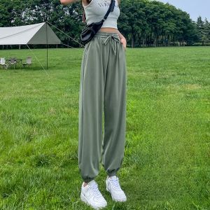 YAMIANNV | Ice Silk Slimming Sports Pants Womens Summer Cool Loose Casual Thin High Waist Drapey Wide Leg Lantern Pants