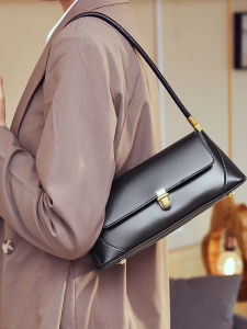 Luxurious Small Luxury Breadstick Bag Womens Leather Underarm Bag 2025 New Style Fashionable Commuting Soft Nylon Lining