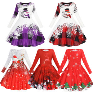 Váy Công Chúa Tay Dài Mùa Đông Cho Bé Gái Phong Cách Thường Ngày Dễ Thương Trang Phục Biểu Diễn Tiệc Giáng Sinh Dài Đến Đầu Gối Chất Liệu Polyester