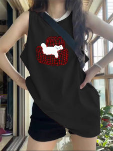 Áo Vest Không Tay Cotton Phong Cách Mỹ Cho Nữ Mùa Hè Rộng Rãi Thoải Mái Cỡ Lớn Mát Mẻ Gợi Cảm Áo Chui Đầu in Hình Động Vật