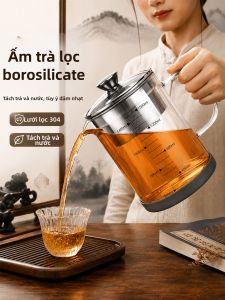 KuaKe | Bình Trà Kính Borosilicate Dày Chống Nóng