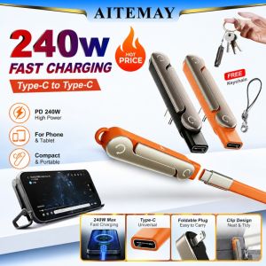 【Local Ship】Aitemay 240W USB C Elbow Adapter with Phone Stand Foldable Type-C Charging Converter OTG Data Transfer Fast Charge for Samsung iPhone