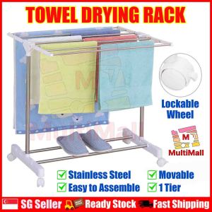 Towel Drying Rack 1/2/3 Tiers Easy Storage Stainless Steel Bathroom Hanger Towel |Multi-functional Foldable and Space Saving Drying Rack for Drying Facial Towels Sock Underwear and Bath Towels | Laundry Rack|Clothe Drying Rack |Towel Rack