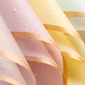 Gold Edged Matte Flower Arrangement Paper Korean Style Pure Color  Flower Packaging Material Jelly Film for Floral Design