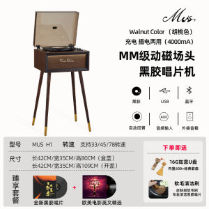 Vintage Black Vinyl Record Player Bluetooth Sound System Integrated High End Decorative Ornaments Retro Music Gaming Devices