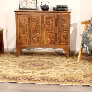 ตู้เอกสารบานเปิดสูงตก แต่งด้วยไม้เนื้อแข็งแกะสลักด้วยมือช้างตู้ล็อคเกอร์ห้องอาหารในบ้าน 4 ประตู