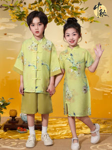 Girls Cheongsam Performance Clothes Chinese Traditional Hanfu Style Summer New Arrival Girls Outfits Boys Chorus Performance Suit
