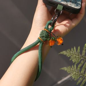 High-End Short Mobile Phone Lanyard Outdoor Travel Anti-Loss Handheld Chain Shell Cover Ins Ancient Style Persimmon Lucky Charm