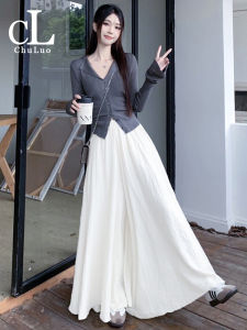 White Ice Silk Wide Leg Pants High Waist Summer New Style Womens Casual Skirt Pants Lightweight Polyester Fiber Long Pants
