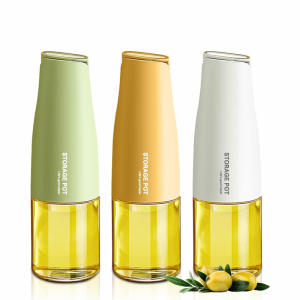 Glass Oil Dispenser for Kitchen Cooking Oil and Vinegar Dispenser Drip-Free Spout Soy Sauce Dispenser Oil Container 17oz/500ml