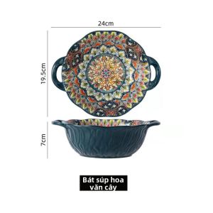 Bộ Đồ Ăn Bằng Gốm Sứ Bohemia Cổ Điển Bộ Đĩa Đựng Thức Ăn Bộ Chén Đựng Cơm Chén Đựng Súp Chất Liệu Gốm Sứ Giá Cả Phải Chăng