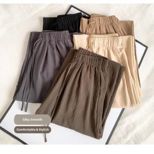Spring/Summer Lightweight High-Waisted Straight Leg Drapey Lazy Fit Pants