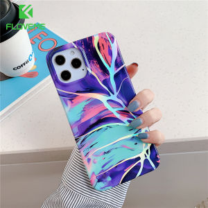 FLOVEME Laser Marble Pattern Phone Case For Samsung S23 S22 S21 Ultra S23+ S22+ S21+ Plus Plating Gradient Color Soft Silicone Shockproof Back Cover For Samsung S21FE S20FE A53 A52