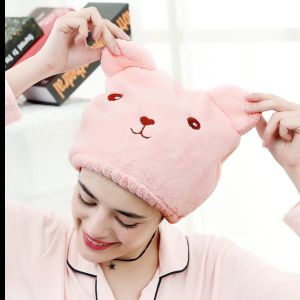 [HCM] Mũ trùm đầu làm khô tóc khăn quấn tóc hình gấu 26cm-TyHome