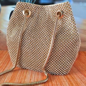 Tas Pesta Kondangan Serut Wanita Import Swarovski Selempang Premium Terbaru Lucu Kristal 28013