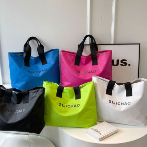 Waterproof Nylon Single Shoulder Bag Large Capacity Tote Bag New Summer  Solid Color Casual Fitness Bag Yoga Bag