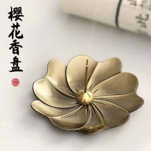Antique Style Alloy Incense Burner Stand Sakura Cherry Blossom Incense Plate Home Decorative Sandalwood Incense Holder Drop Line