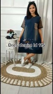 DENIM DRESS HAMIL JUMBO LD 115 CM DASTER DAILY WEAR SNOWBLUE SERIES BANYAK VARIAN MOTIF KAYLA KIDDOZ
