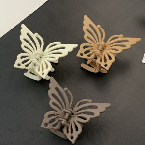 Butterfly Large Hair Claw Elegant Elegance Cut Out Barrettes Matte Black Shark Clip Back Head Ponytail and Updo Hair Accessories