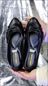 Sepatu Flatshoes Wanita HR50 Hitam Formal Casual Empuk Nyaman