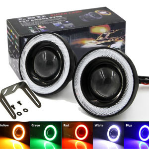 2.5inch Angel Eyes Halo Ring 12v Auto Modified Car LED Fog Light Headlight Bulb projector led COB Auto DRL for lada off road